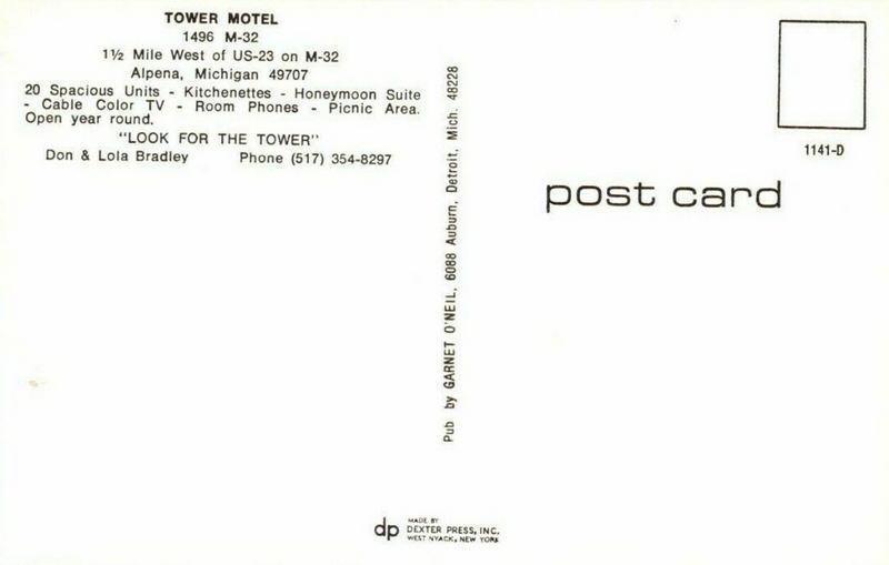 Tower Motel - Old Postcard